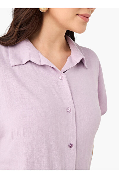 FAV Textured Shirt with Button Closure and Short Sleeves