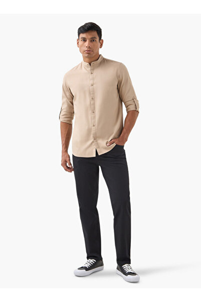 FAV Regular Fit Mandarin Collar Shirt with Long Sleeves