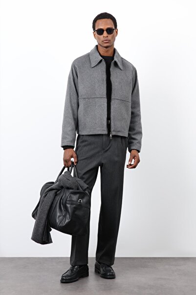 Antioch Anthracite Regular Fit Textured Men's Coat