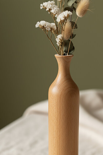 HAMUR Wooden Set of 3 Decorative Vases Modern Minimalist Rustic Living Room Office Home Decor Flower Holder Ovida