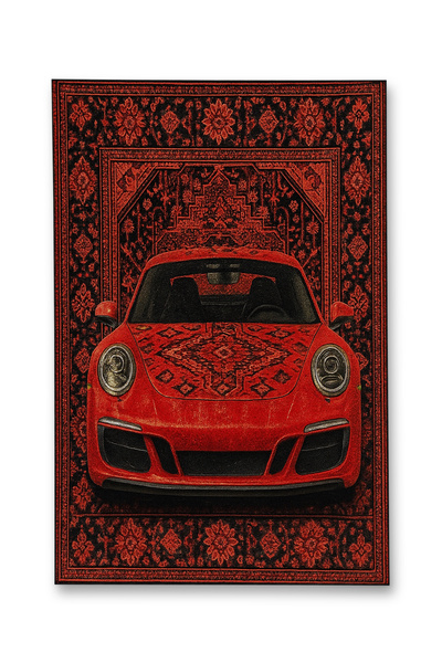 Rugs Modern Halı MOSSO Διακοσμητικό χαλί vintage με υφαντό σχέδιο αυτοκινήτου...