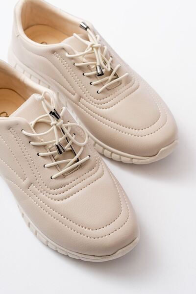 Zerenyus Zri̇n-504 Beige Lace-Up Orthopedic Daily Women's Sports Shoes