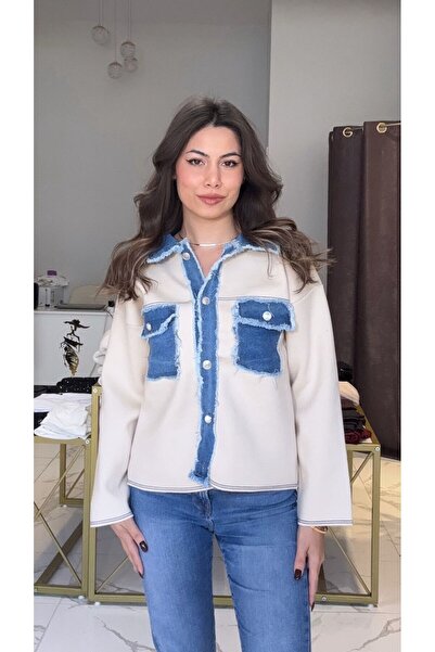 kot detaylı triko ceket