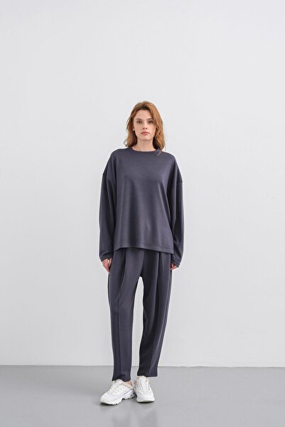 Basicpark Smoked Women's Soft Textured Premium Modal Fabric Top and Bottom Set