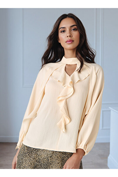 FAV Ruffle Accent Top with Keyhole Neck