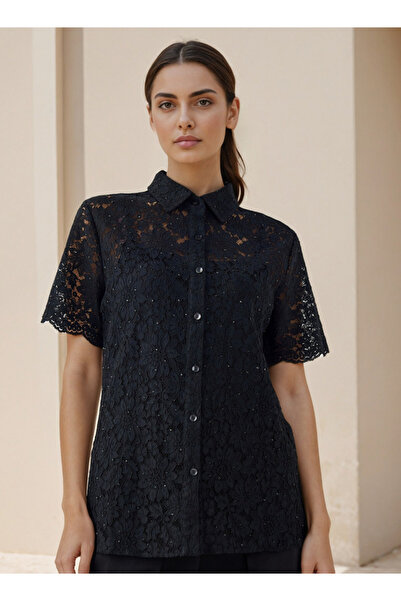 FAV Regular Fit Lace Shirt with Collar