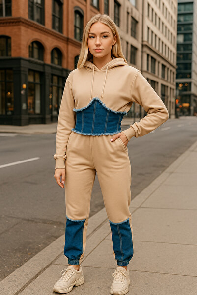 Welike Women's outfit with denim inserts