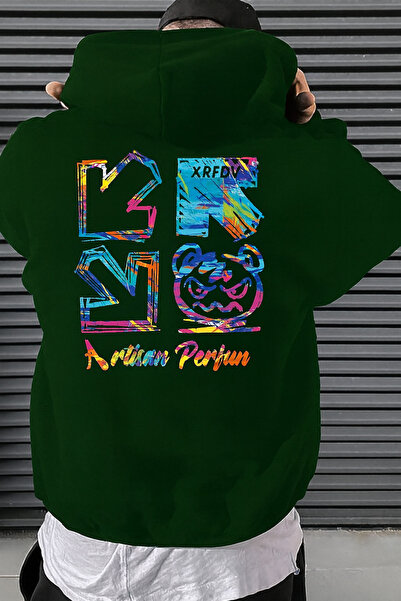 CLASSY.MODA Ανδρικό πολύχρωμο γραφικό φούτερ με τύπωμα με κουκούλα – oversize...