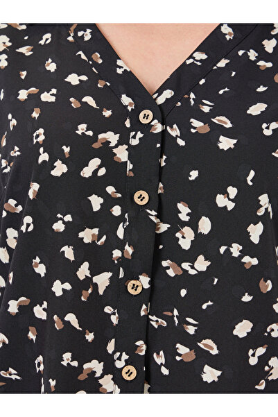 Take Two By Styli Black Graphic Print Knee-Length Shirt Dress