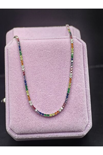 argint 925 COLIER TENIS PIETRE COLORATE