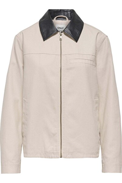 ONLY Women's / Girls' Beige Jacket Model Code: (15371906) Onlbarbara Canvas Mix Jacket Otw