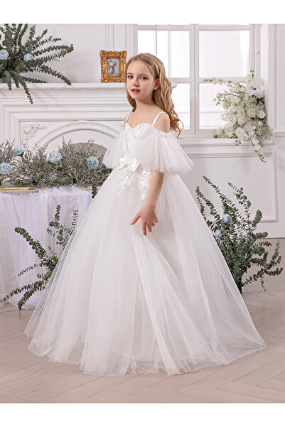 Take Two By Styli White Lace Insert Bow Detail Dress