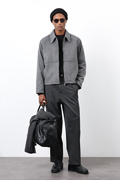 Antioch Anthracite Regular Fit Textured Men's Coat