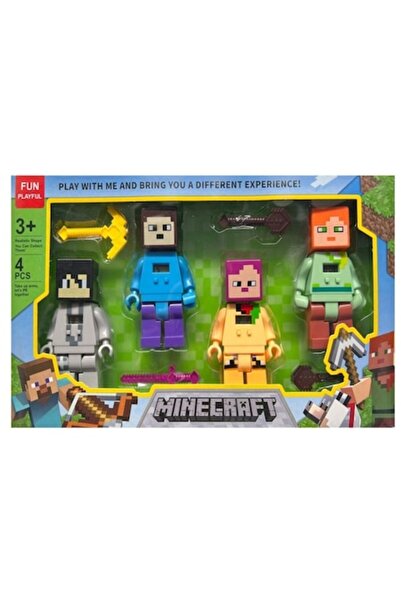 OEM Set de 4 figurine Minecraft, multicolore, 12 cm