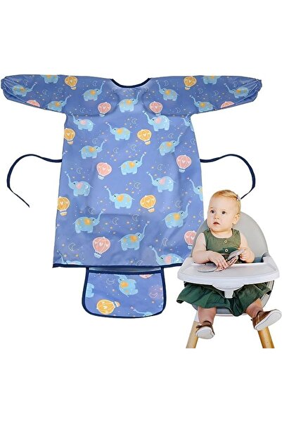 Boolygo مريلة تغذية الأطفال بأكمام طويلة، سهلة التعليق على كرسي الطعام المرتف...