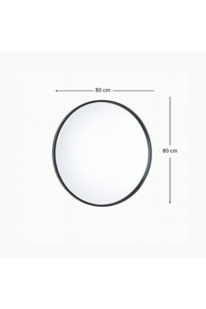 Ebticar Round Wooden Frame Mirror – 80×80 (Black)