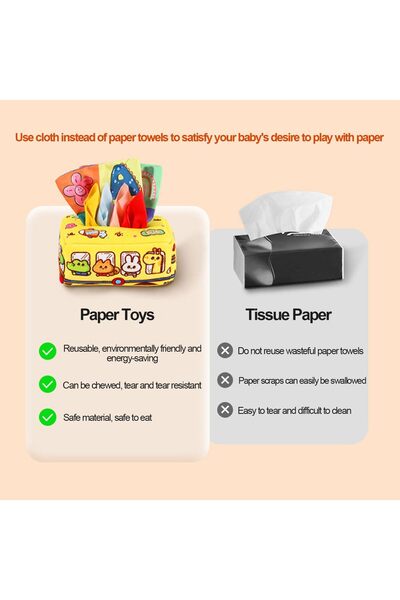 ANYUAN Washable Tear-Resistant Tissue Box Montessori Toy — Soft Educational Toy for Infants & Toddlers