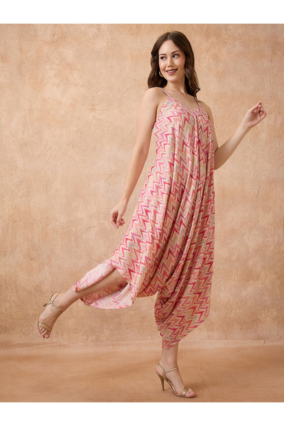 Globus By Styli Strappy Shoulder Waist Tie-Up Harem Style Fusion Jumpsuit