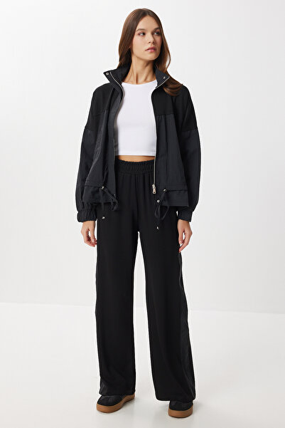 Lovelyİstanbul Mock Neck Parachute Paneled Modal Suit Lby0028 Black