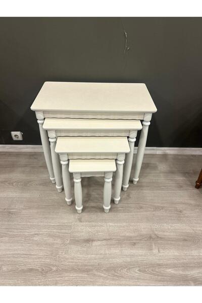 DEREN HOME Bohem Serisi 1 Sınıf MDF Lake Boya Gürgen Ayak 4 lü Zigon Sehpa