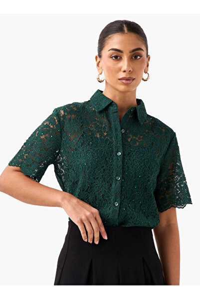 FAV Regular Fit Lace Shirt with Collar