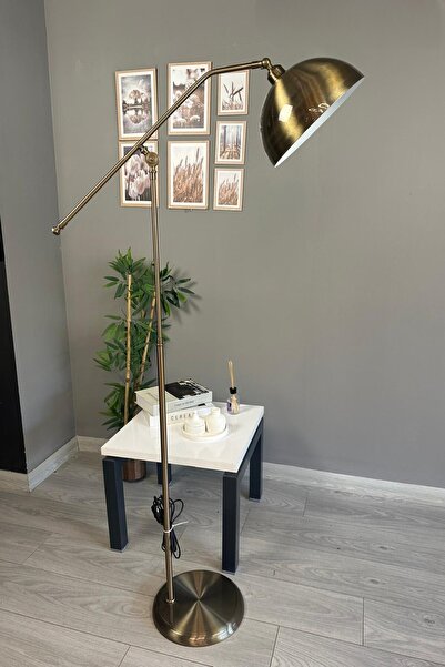 Bamyum Eskitme F Kol Lambader Hareketli Başlık Dekoratif Metal Oturma Odası Çalışma Odası Zemin Lambası