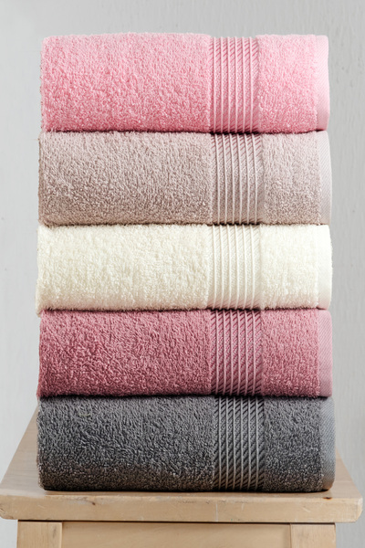 Mürdüm Home Набір з 5 рушників 50x90, рушник для рук, обличчя та волосся – м'який, міцний та стильний, швидко висихає, весільний набір