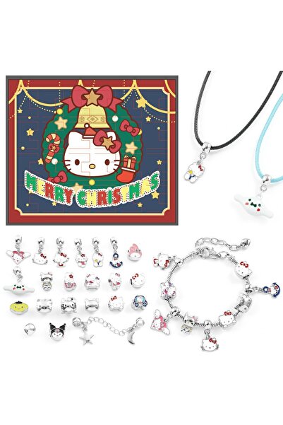 miraza Advent Calendar Jewelry, 24 Pieces, Bracelets with Charms and Cat Chain, Christmas Gift