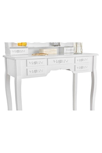 Selgot Masă de machiaj albă cu 3 oglinzi și scaun