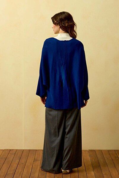 Ceylan Otantik Μπλε ναυτικό πλεκτό μπουφάν με 3 φιόγκους