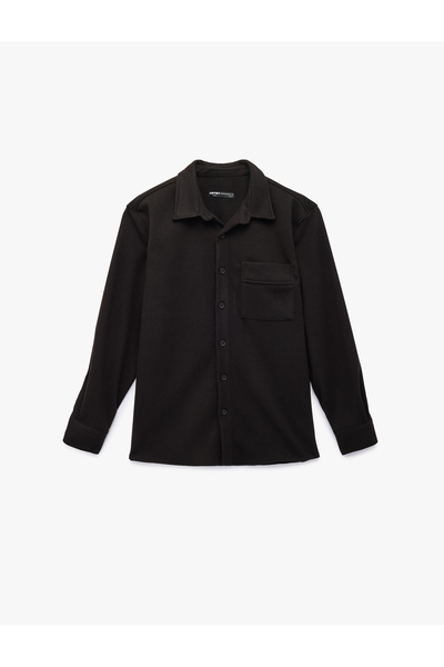 Koton Viscose Blend Pocket Detailed Long Sleeve Buttoned Classic Collar Shirt Jacket