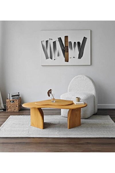 ElaWoodWorking MELTEDİ MASİF AĞAÇ TASARIM ORTA SEHPA 96x65cm