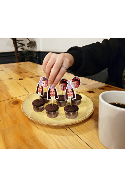 AtelierRed Resimli Kürdan Cupcake Süsü 12 adet