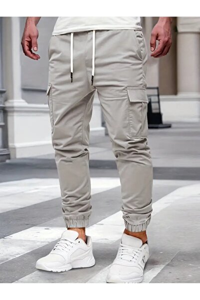 SERAZAT Stretch Fabric Cotton Pants, Pack of Cargo Pocket with Elastic Waist and Cuffs