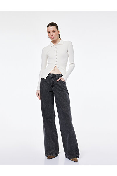 Koton Normal Bel Troklu Cotton Wide Leg Jean Trousers - Wide Leg Jeans