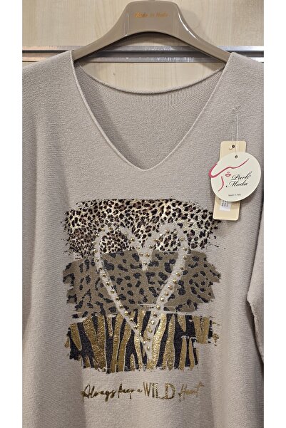 Park Moda Πλεκτό πουλόβερ με σχέδιο καρδιάς με πέτρες