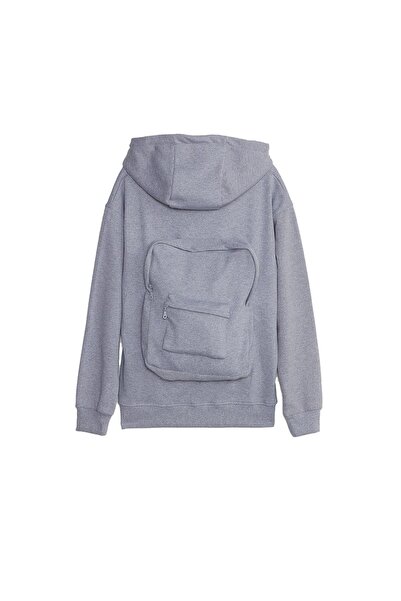 Tudors Ανδρικό φούτερ με άνετη εφαρμογή, βαμβακερό, με φερμουάρ, τσέπη καγκουρό, γκρι φούτερ