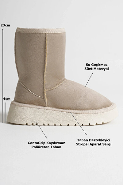 KentselBazaar Anisa Women's Beige Winter Fur Boots