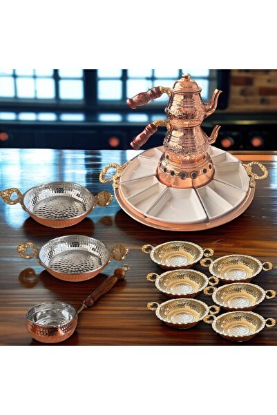 BARITCIOGLU Copper Breakfast Set Teapot Saucepan Sauce Bowl Set