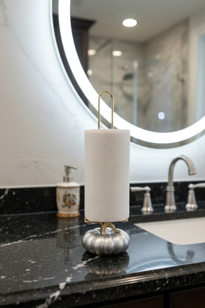 Al Ver Gülüm Pumpkin Figured Paper Towel Holder Kitchen Bathroom Decorative Napkin Holder Modern Roll Towel Stand Gold Color