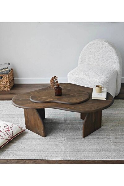 ElaWoodWorking MELTEDİ MASİF AĞAÇ TASARIM ORTA SEHPA 96x65cm