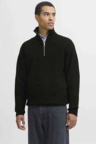 Jack & Jones Men's Black Sweater Model Code: (12278937) Jjesoho Ollie Knit Half Zip Sn