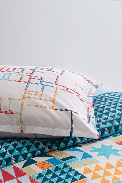 Yataş Patchwork Ranforce Single Duvet Cover Set - Blue