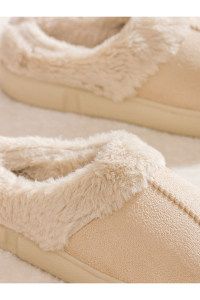 LC Waikiki Steps Beige Suede Look Women's House Slippers