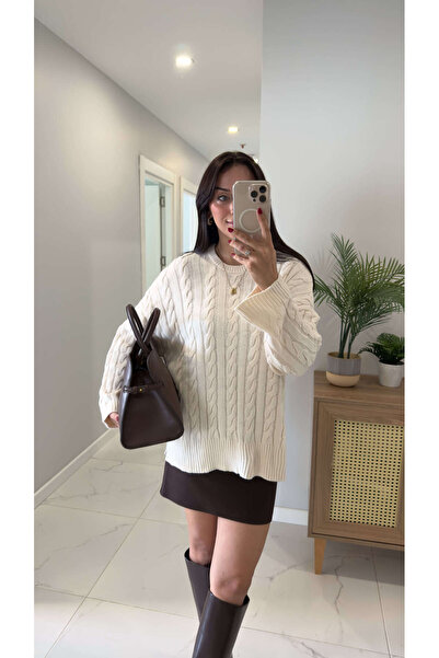 BİRCANÇİL Πλεκτά με σχέδιο με κρέμα κοράλλι