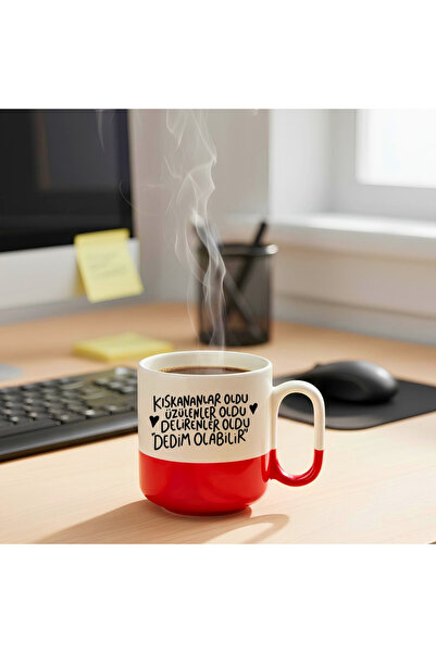 Dekor Kıskananlar Oldu Üzülenler Oldu Baskılı-Hediyelik Seramik Kupa Bardak