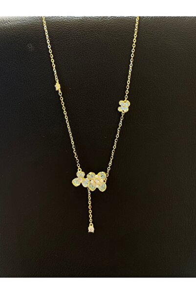 Jewel İTHAL MİNİMAL ÇİÇEKLİ GOLD KADIN GÜMÜŞ KOLYE