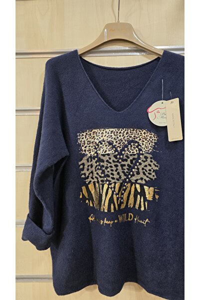 Park Moda Трикотажний светр з серцевим візерунком і камінцями