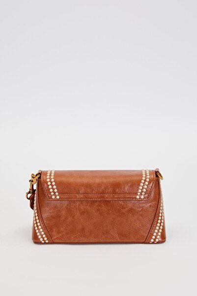 Levidor Authentic Phaeton Metal Logo and Ethnic Pattern Detailed Women's Shoulder Bag Lv930575 Camel