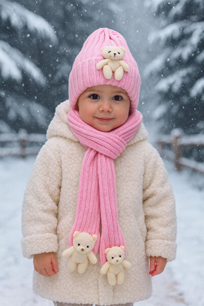 Silmaril 2/14 Yaş Şık ve Rahat Unisex Bebek Çocuk Bere Atkı Seti – Esnek Örme...